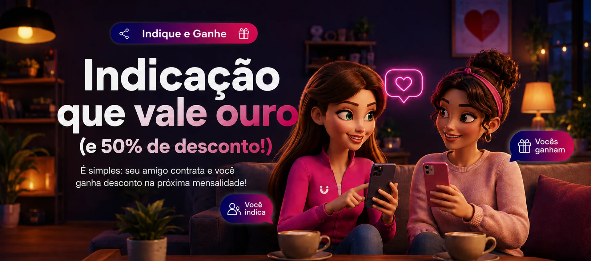Indique e Ganhe da RJ CONNECT: indique um amigo e os dois ganham 50% de desconto na próxima mensalidade